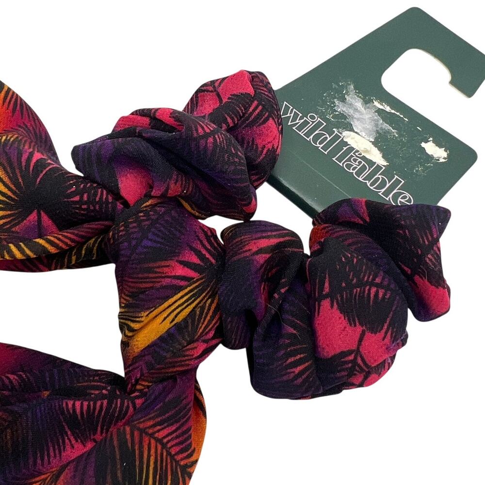 Wild Fable Pink and Yellow Tropical Pattern Chiffon Scarf Hair Twister - NWT